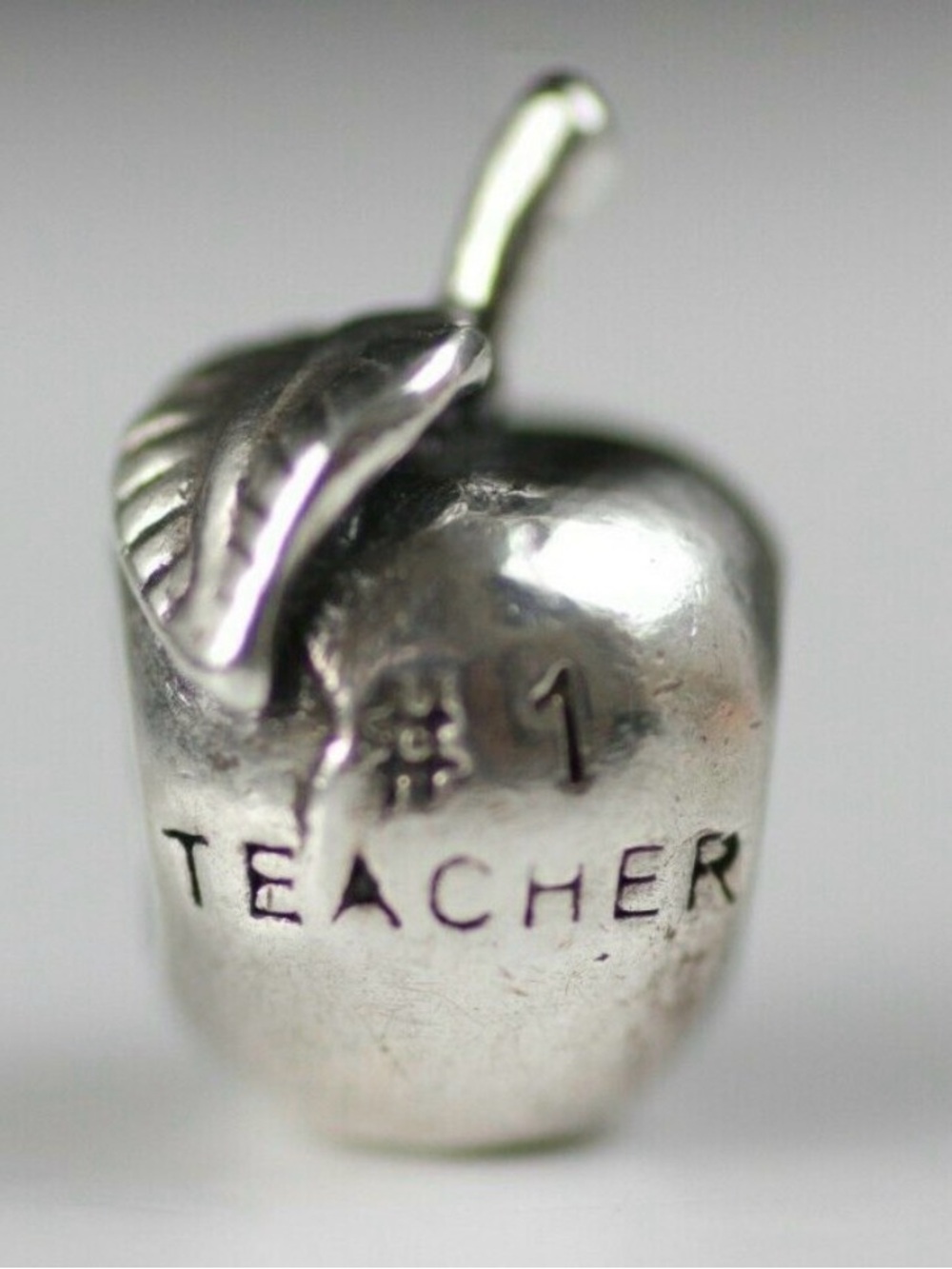 Sterling Silver 'Teacher' Apple Charm